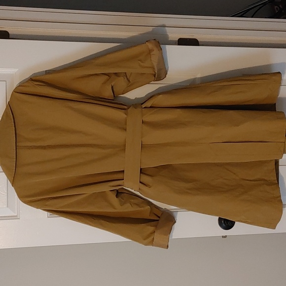 NWT Waterproof Belted Trench Coat 2X Green/Tan Lightweight Scandinavian - Picture 7 of 9